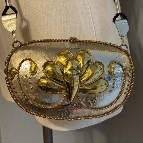 Vintage Luciano Style Mixed Metal Handbag with Rope Straps - Picture 13 of 13